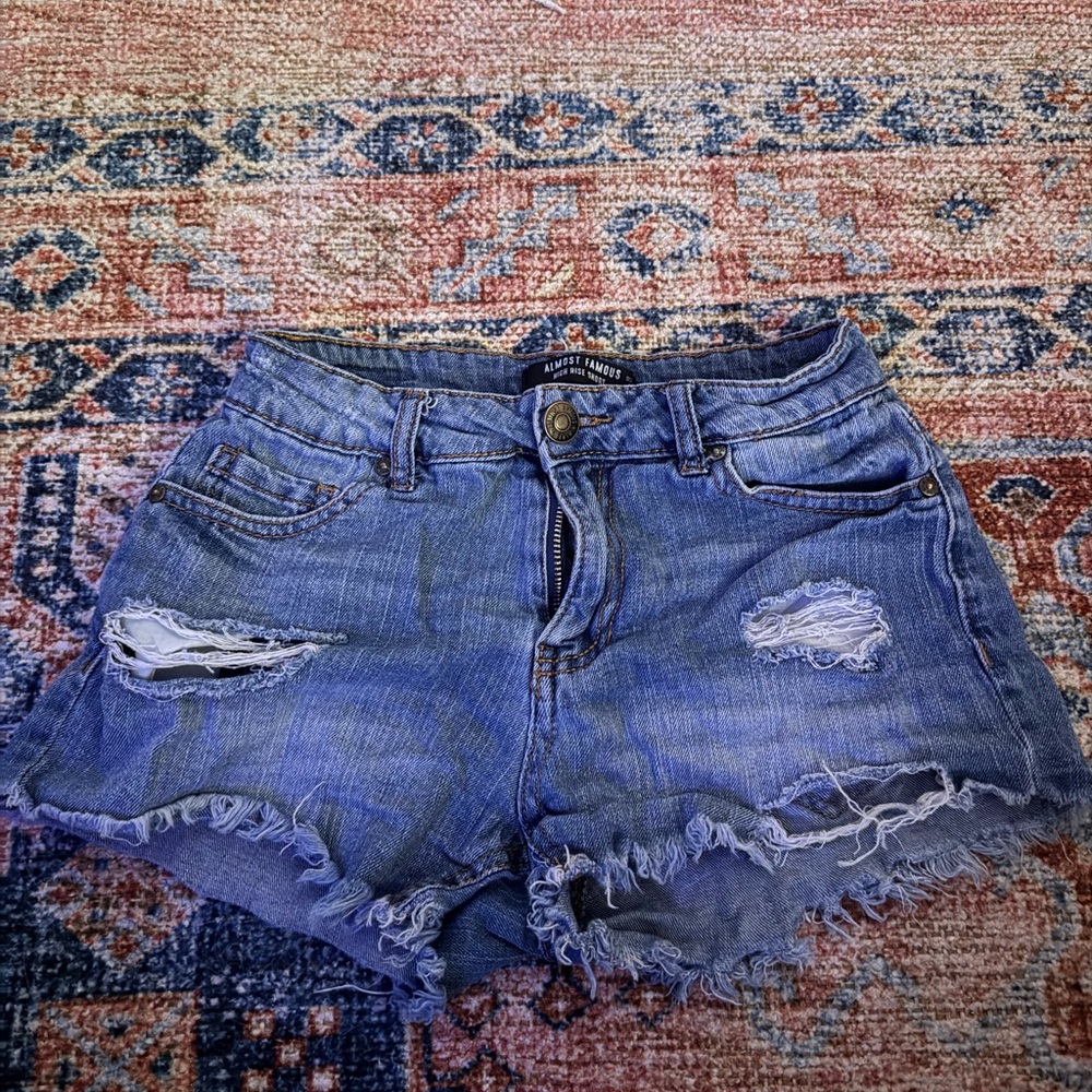 Almost Famous Blue Distressed Jean Shorts